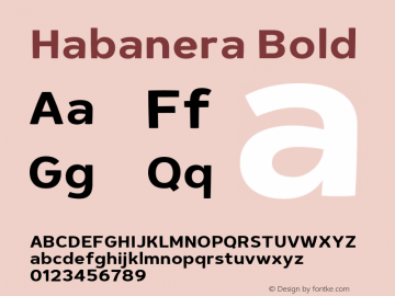 Habanera-Bold Version 1.001 Font Sample