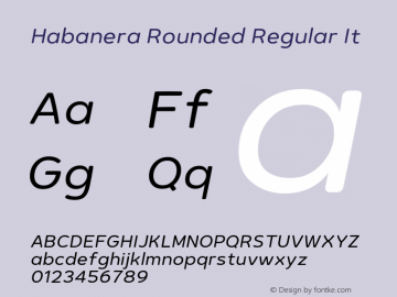 HabaneraRounded-RegularIt Version 1.001 Font Sample