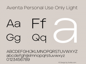 Aventa-LightPERSONALUSEONLY Version 1.002;hotconv 1.0.109;makeotfexe 2.5.65596图片样张