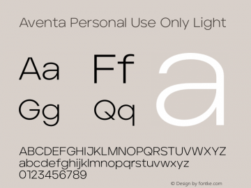 Aventa-LightPERSONALUSEONLY Version 1.002;hotconv 1.0.109;makeotfexe 2.5.65596图片样张