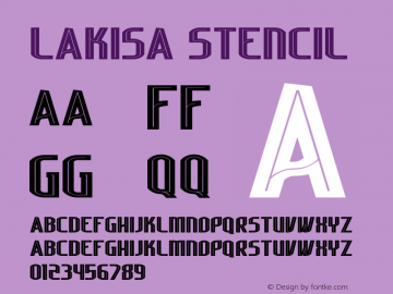 Lakisa Stencil Version 1.0; Mar 2020 Font Sample
