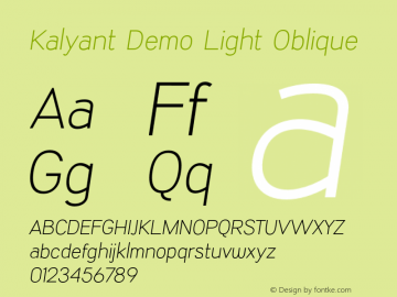 KalyantDemoLightOblique Version 1.003;Fontself Maker 3.5.1 Font Sample