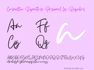 Carnollia Signature Personal Us Version 1.00;April 20, 2020;FontCreator 11.5.0.2430 64-bit Font Sample