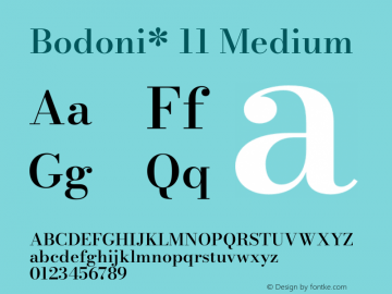 Bodoni* 11 Medium Version 2.001 Font Sample