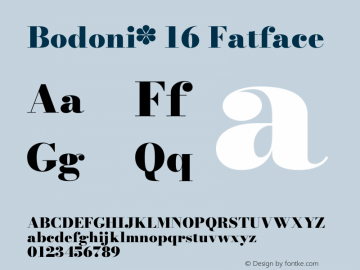 Bodoni* 16 Fatface Version 2.001 Font Sample