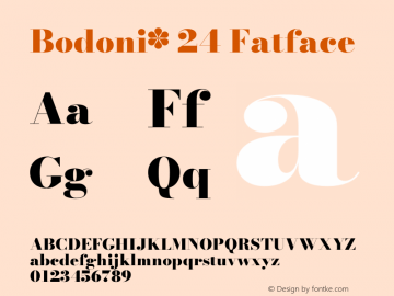 Bodoni* 24 Fatface Version 2.001 Font Sample