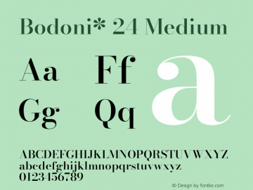 Bodoni* 24 Medium Version 2.001 Font Sample