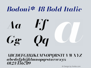 Bodoni* 48 Bold Italic Version 2.001图片样张