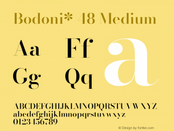 Bodoni* 48 Medium Version 2.001 Font Sample