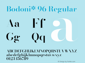 Bodoni* 96 Medium Version 2.001 Font Sample