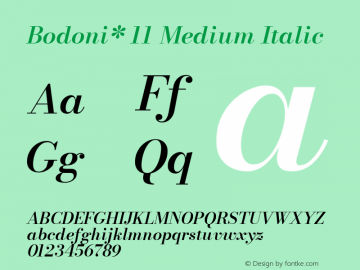 Bodoni* 11 Medium Italic Version 2.001图片样张