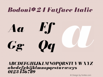 Bodoni* 24 Fatface Italic Version 2.001 Font Sample