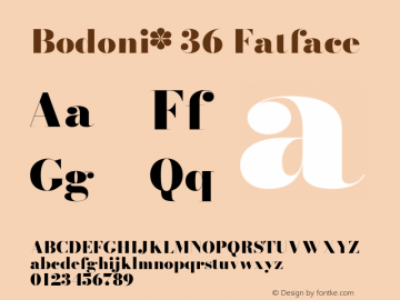 Bodoni* 36 Fatface Version 2.001 Font Sample