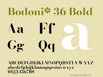 Bodoni* 36 Bold Version 2.001 Font Sample