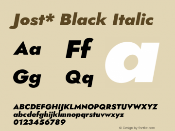 Jost* Black Italic Version 3.500 Font Sample