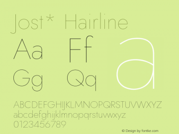 Jost* Hairline Version 3.500 Font Sample