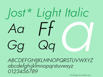 Jost* Light Italic Version 3.500图片样张