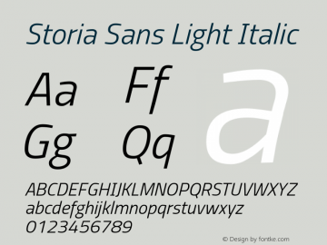 Storia Sans Light Italic Version 60.001;April 27, 2020;FontCreator 12.0.0.2522 64-bit Font Sample