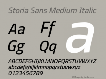 Storia Sans Medium Italic Version 60.001;April 27, 2020;FontCreator 12.0.0.2522 64-bit Font Sample