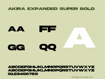 Akira Expanded Super Bold Version 1.00;April 27, 2020;FontCreator 12.0.0.2545 64-bit Font Sample