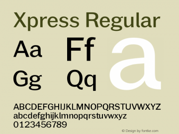 Xpress Regular Version 1.001;PS 001.001;hotconv 1.0.88;makeotf.lib2.5.64775 Font Sample
