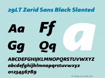 29LTZaridSans-BlackSlanted Version 2.000;hotconv 1.0.109;makeotfexe 2.5.65596 Font Sample