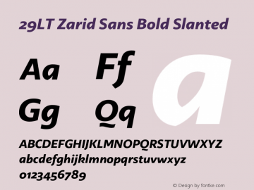 29LTZaridSans-BoldSlanted Version 2.000;hotconv 1.0.109;makeotfexe 2.5.65596 Font Sample