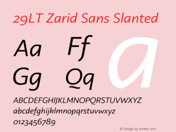 29LTZaridSans-Slanted Version 2.000;hotconv 1.0.109;makeotfexe 2.5.65596 Font Sample