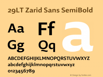 29LTZaridSans-SemiBold Version 2.000;hotconv 1.0.109;makeotfexe 2.5.65596 Font Sample