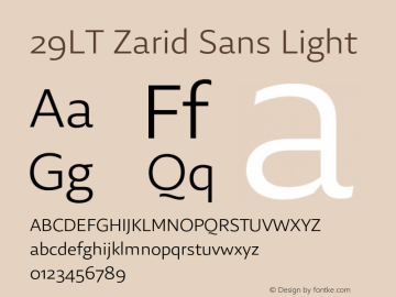 29LTZaridSans-Light Version 2.000;hotconv 1.0.109;makeotfexe 2.5.65596 Font Sample
