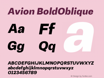 Avion BoldOblique Version 1.00 Font Sample