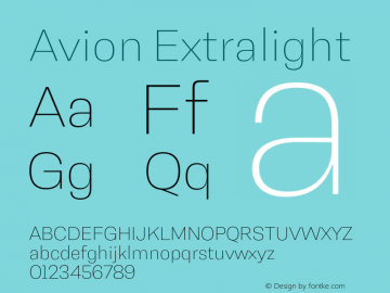 Avion-Extralight Version 1.00 Font Sample