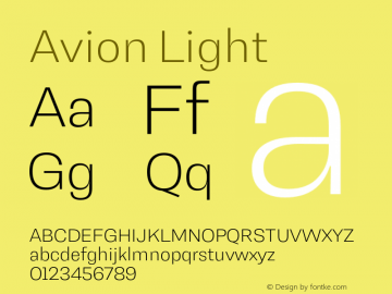 Avion-Light Version 1.00 Font Sample