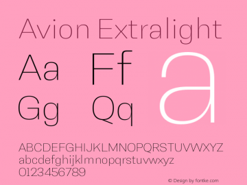 Avion Extralight Version 1.00 Font Sample