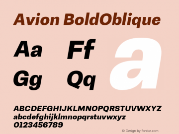 Avion-BoldOblique Version 1.00 Font Sample
