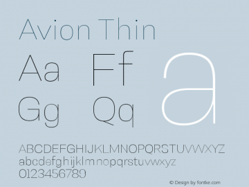 Avion Thin Version 1.00 Font Sample