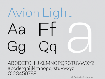Avion Light Version 1.00 Font Sample