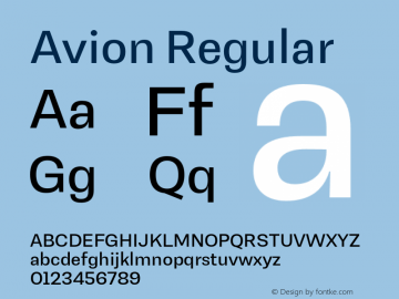 Avion-Regular Version 1.00 Font Sample