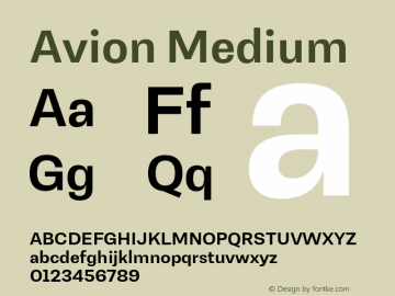 Avion-Medium Version 1.00 Font Sample