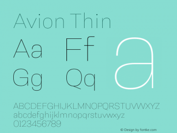 Avion-Thin Version 1.00 Font Sample