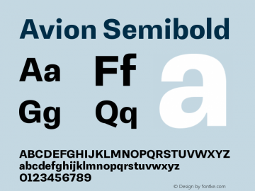 Avion Semibold Version 1.00 Font Sample
