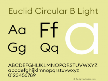 EuclidCircularB-Light Version 3.001 Font Sample