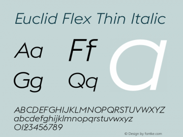 EuclidFlex-ThinItalic Version 3.000 Font Sample