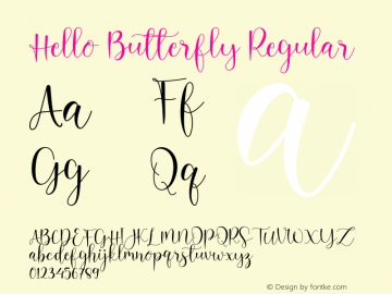 Hello Butterfly Version 1.00;May 5, 2020;FontCreator 12.0.0.2567 64-bit Font Sample