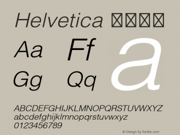 Helvetica 细伪斜体  Font Sample