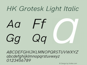 HK Grotesk Light Italic Version 1.045 Font Sample