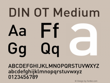 DIN OT Medium Version 7.600, build 1027, FoPs, FL 5.04 Font Sample
