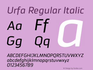 Urfa-RegularItalic Version 1.000 | wf-rip DC20190530 Font Sample