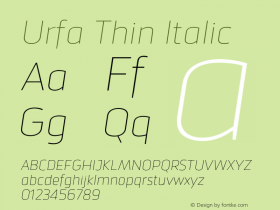 Urfa-ThinItalic Version 1.000 | wf-rip DC20190530 Font Sample