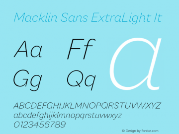 MacklinSans-ExtraLightIt Version 1.00图片样张